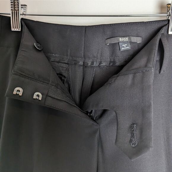 Hugo Boss Black Teresa Virgin Wool Blend Mid Rise Trousers Size Women's 2 - Picture 3 of 9